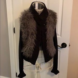 NWT Dark gray faux fur sweater
